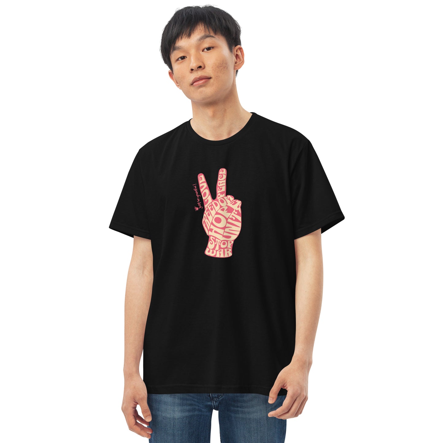 Camiseta com modelagem reta " Peace and Love "